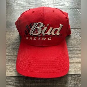 Bud Racing Snapback Hat Red One Size Adjustable Embroidered Spike Sports